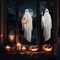 3pcs Extra Large Scary White Ghosts with Pumpkin Window Decals